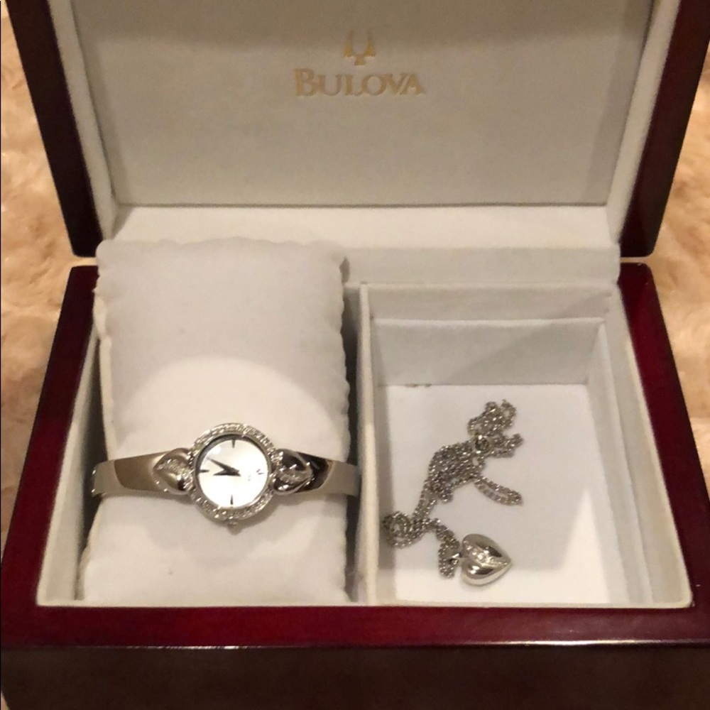 Beautiful Bulova watch and necklace